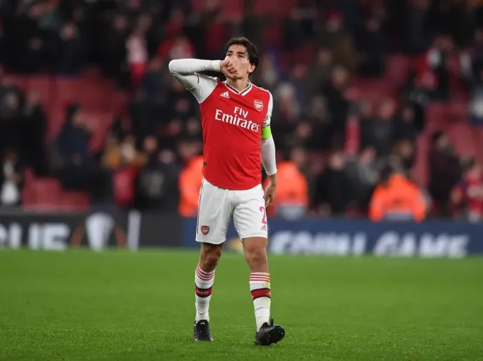 Framed Print : Arsenal's Hector Bellerin Reacts After Europa League Clash Against Vitoria Guimaraes