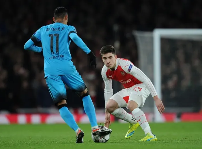 Framed Print : Arsenal's Hector Bellerin Shuts Down Neymar in Champions League Battle