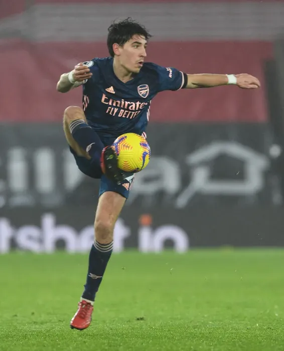 Framed Print : Arsenal's Hector Bellerin at Empty St. Mary's Stadium: Southampton vs Arsenal, Premier League 2021