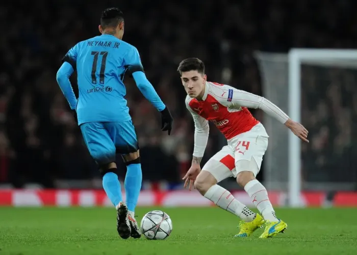 Framed Print : Arsenal's Hector Bellerin Stifles Neymar in Champions League Battle