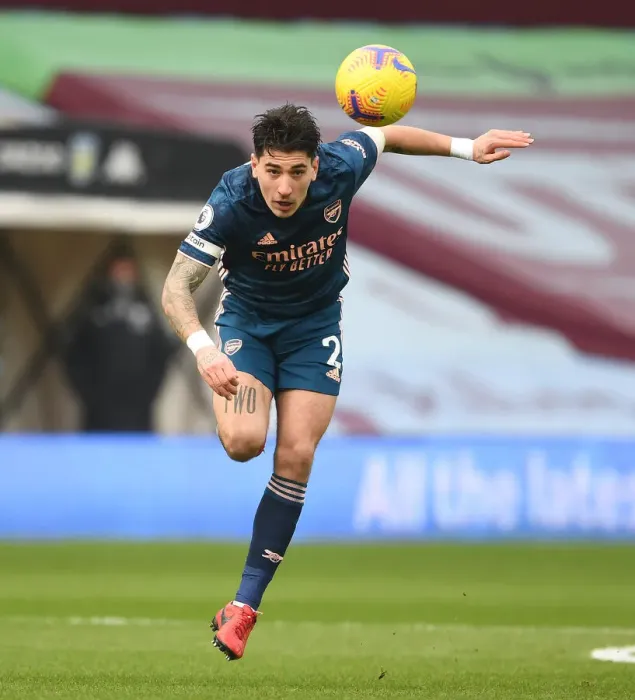 Framed Print : Arsenal's Hector Bellerin at Empty Villa Park: Arsenal vs Aston Villa, Premier League 2021