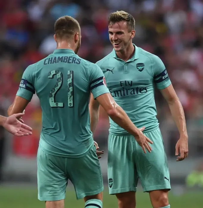 Framed Print : Arsenal's Holding and Chambers Celebrate Goal Against Paris Saint-Germain in 2018 International Champions Cup Framed Print : Arsenal's Holding and Chambers Celebrate Goal Against Paris Saint-Germain in 2018 International Champions Cup