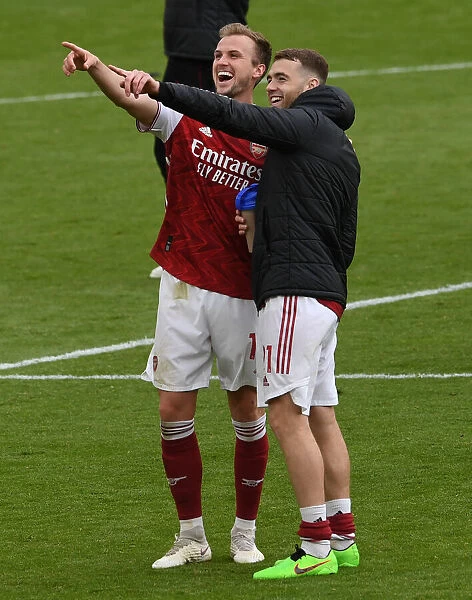 Arsenal's Holding and Chambers: Victory Celebration vs. Brighton & Hove Albion (2020-21)