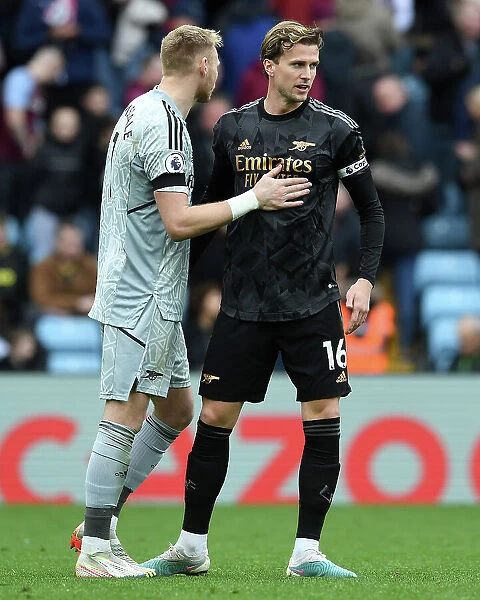 Arsenal's Holding and Ramsdale: Post-Match at Aston Villa's Villa Park (Premier League 2022-23)