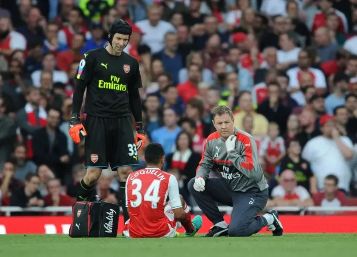 Framed Print : Arsenal's Injury Woes: Coquelin and Cech Sidelined as Arsenal Face Chelsea