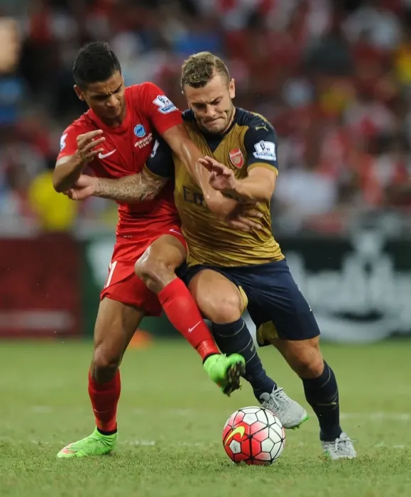 Framed Print : Arsenal's Jack Wilshere in Action against Singapore XI during Barclays Asia Trophy