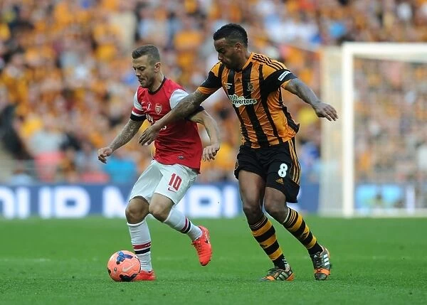Arsenal's Jack Wilshere Fends Off Hull City's Tom Huddlestone at the FA Cup Final