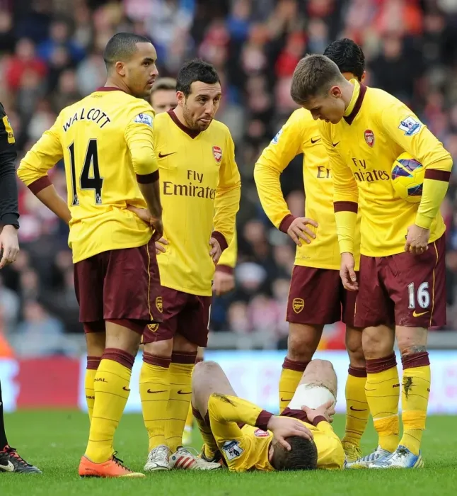 Framed Print : Arsenal's Jack Wilshere Injured: Theo Walcott, Santi Cazorla, and Aaron Ramsey React