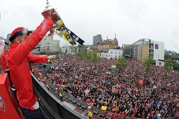 Arsenal's Jack Wilshere and Jubilant Fans Celebrate FA Cup Victory