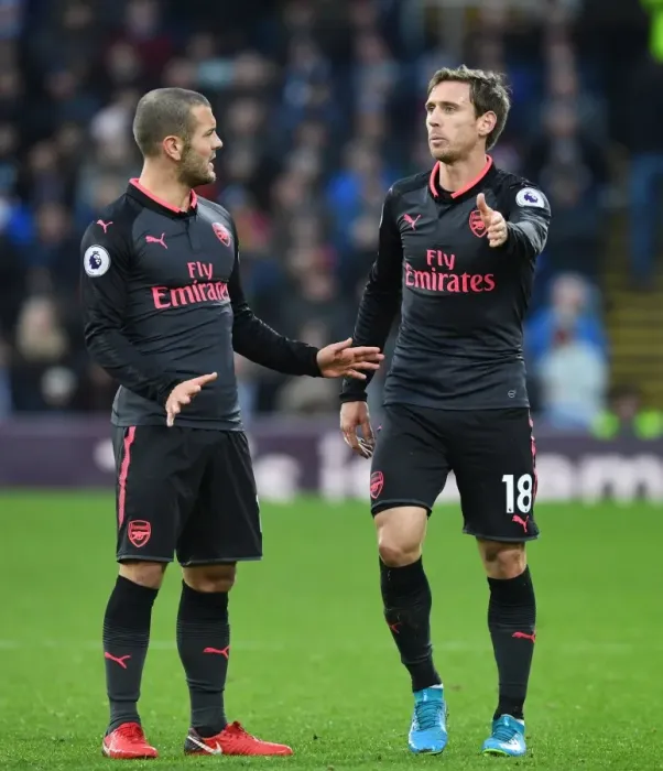 Framed Print : Arsenal's Jack Wilshere and Nacho Monreal in Action Against Burnley (2017-18) Framed Print : Arsenal's Jack Wilshere and Nacho Monreal in Action Against Burnley (2017-18)