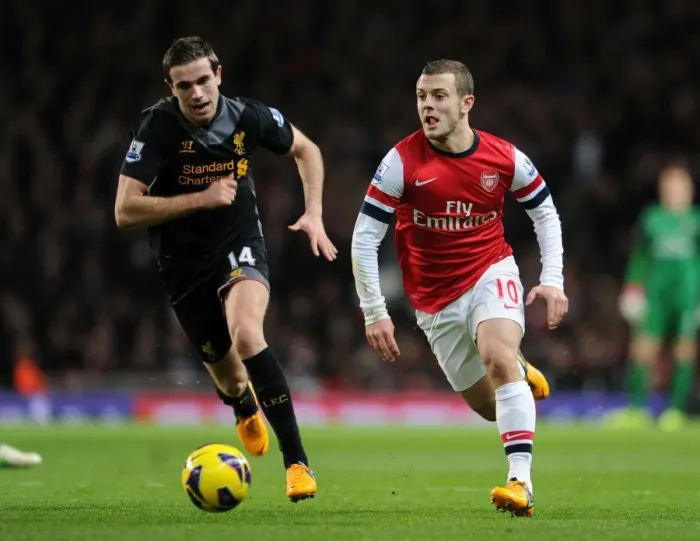 Framed Print : Arsenal's Jack Wilshere Outpaces Liverpool's Jordan Henderson in Intense Premier League Clash Framed Print : Arsenal's Jack Wilshere Outpaces Liverpool's Jordan Henderson in Intense Premier League Clash