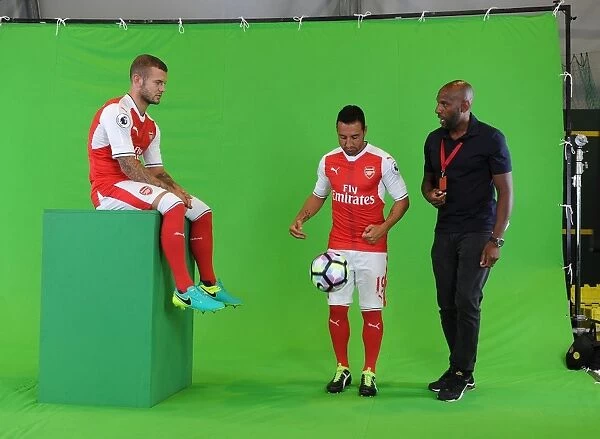 Arsenal's Jack Wilshere and Santi Cazorla at 2016-17 First Team Photoshoot