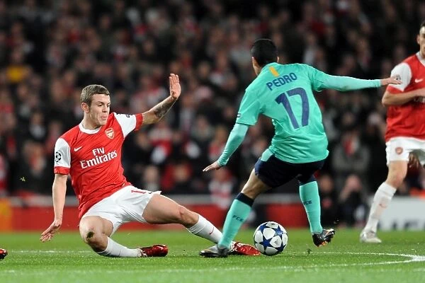 Arsenal's Jack Wilshere Scores Against Barcelona's Pedro Rodriguez in UEFA Champions League: Arsenal 2 - 1 Barcelona