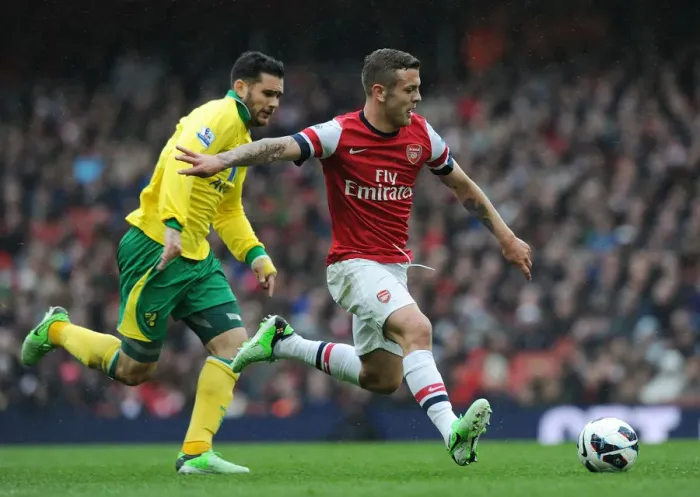 Framed Print : Arsenal's Jack Wilshere Scores Past Norwich's Bradley Johnson - Arsenal vs Norwich City, Premier League 2012-13