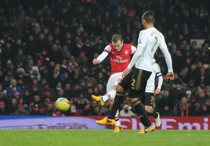 Framed Print : Arsenal's Jack Wilshere Scores the Winner Against Swansea in FA Cup Third Round Replay Framed Print : Arsenal's Jack Wilshere Scores the Winner Against Swansea in FA Cup Third Round Replay