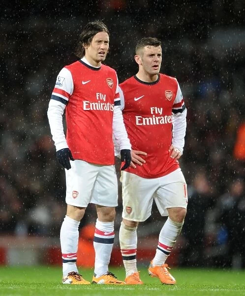Arsenal's Jack Wilshere and Tomas Rosicky in Action against Cardiff City (2013-14)