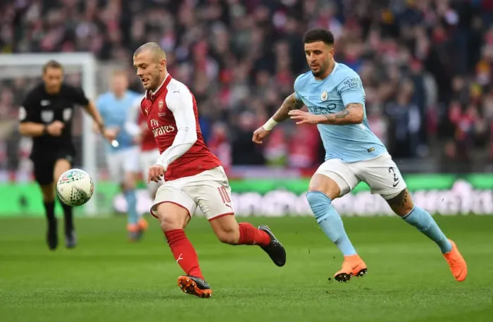 Framed Print : Arsenal's Jack Wilshere vs. Manchester City's Kyle Walker: A Battle at the Carabao Cup Final Framed Print : Arsenal's Jack Wilshere vs. Manchester City's Kyle Walker: A Battle at the Carabao Cup Final
