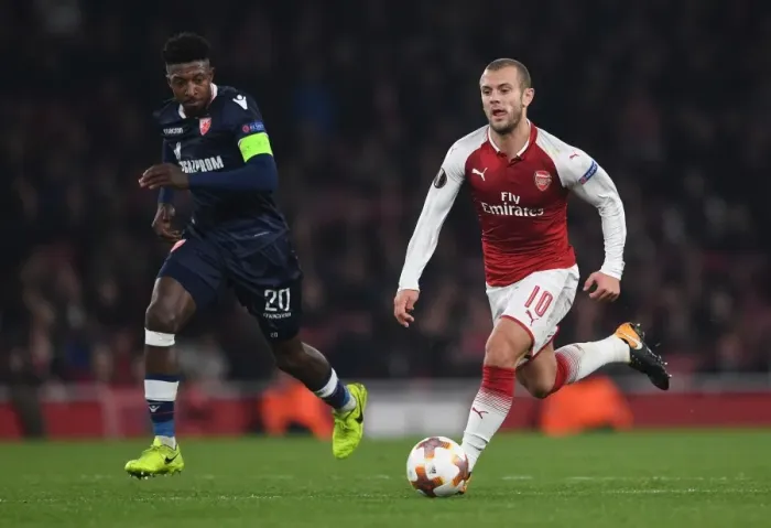 Framed Print : Arsenal's Jack Wilshere vs. Richmond Donald: Europa League Clash at Emirates Stadium Framed Print : Arsenal's Jack Wilshere vs. Richmond Donald: Europa League Clash at Emirates Stadium