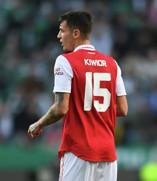 Framed Print : Arsenal's Jakub Kiwior Clashes with Sporting CP in Europa League Battle Framed Print : Arsenal's Jakub Kiwior Clashes with Sporting CP in Europa League Battle