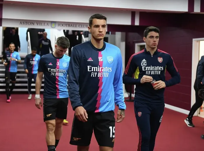 Framed Print : Arsenal's Jakub Kiwior Post-Match at Aston Villa's Villa Park (Premier League 2022-23)