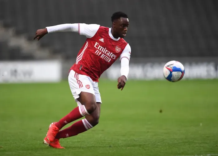 Framed Print : Arsenal's James Olayinka in Action against MK Dons - Pre-Season Friendly 2020