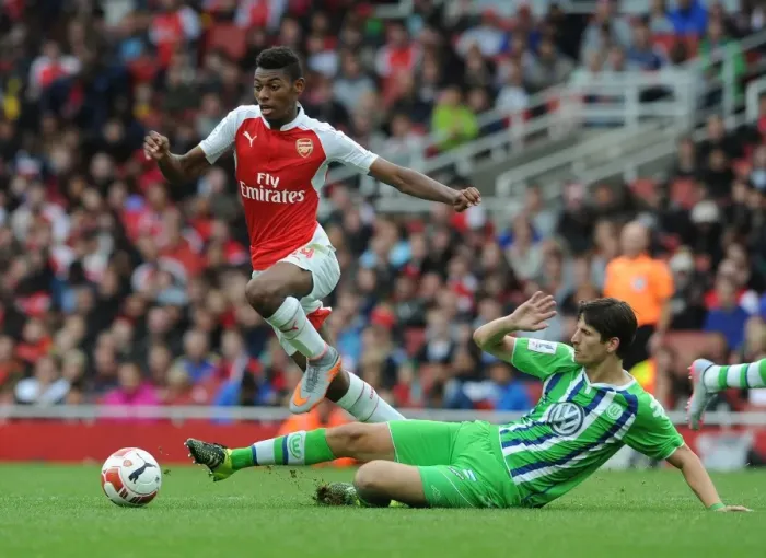 Framed Print : Arsenal's Jeff Reine-Adelaide Outsmarts Timm Klose: A Moment of Skill at the Emirates Cup, 2015