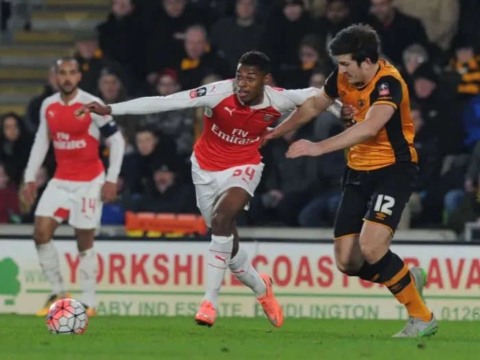 Framed Print : Arsenal's Jeff Reine-Adelaide vs. Harry Maguire: FA Cup Fifth Round Replay Showdown
