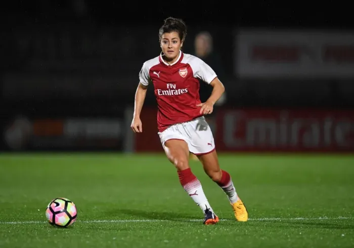 Framed Print : Arsenal's Jemma Rose in Action: Pre-Season Clash Against Everton Ladies