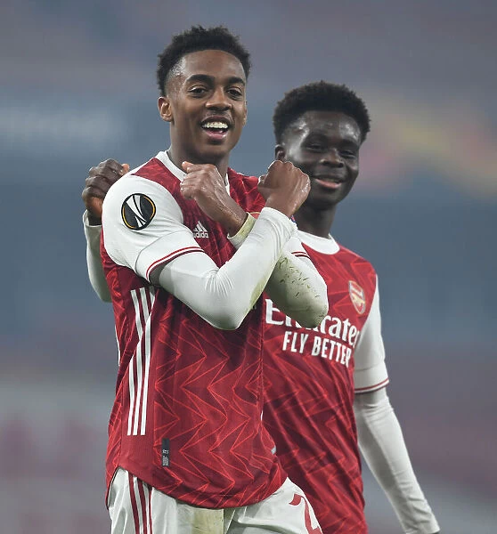 Arsenal's Joe Willock and Bukayo Saka Celebrate Goals in Europa League Victory