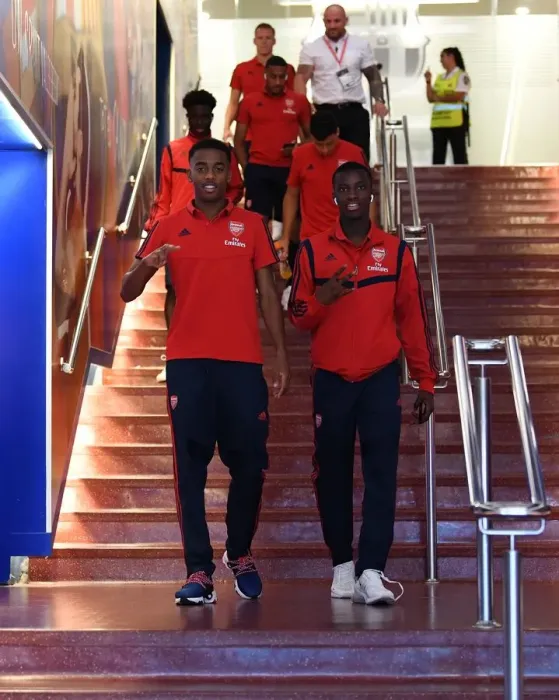 Framed Print : Arsenal's Joe Willock and Eddie Nketiah Prepare for FC Barcelona Friendly, 2019 Framed Print : Arsenal's Joe Willock and Eddie Nketiah Prepare for FC Barcelona Friendly, 2019