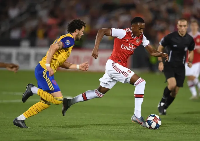 Framed Print : Arsenal's Joe Willock Faces Off Against Colorado's Jordan Schweitzer in 2019 Pre-Season Clash Framed Print : Arsenal's Joe Willock Faces Off Against Colorado's Jordan Schweitzer in 2019 Pre-Season Clash