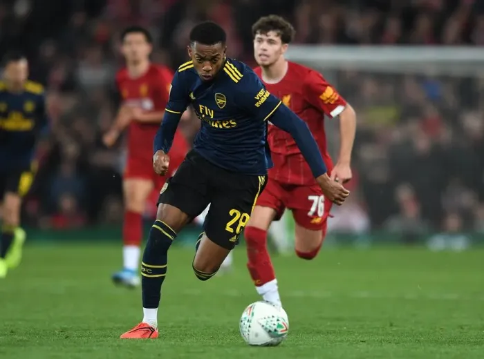 Framed Print : Arsenal's Joe Willock Faces Off Against Liverpool in Carabao Cup Showdown Framed Print : Arsenal's Joe Willock Faces Off Against Liverpool in Carabao Cup Showdown