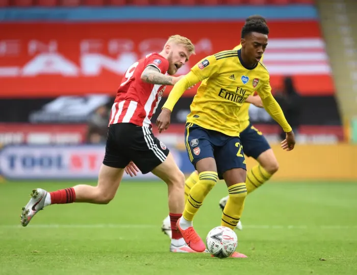 Framed Print : Arsenal's Joe Willock Outwits Olivier McBurnie: FA Cup Quarterfinal Thriller