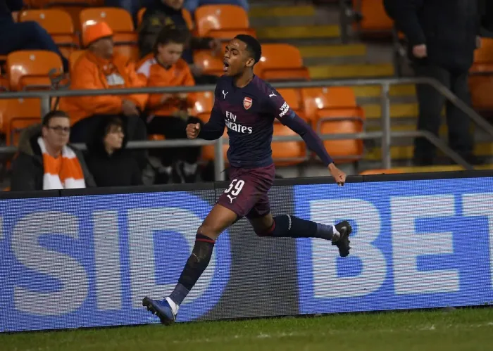 Framed Print : Arsenal's Joe Willock Scores Second Goal in FA Cup Third Round Win over Blackpool