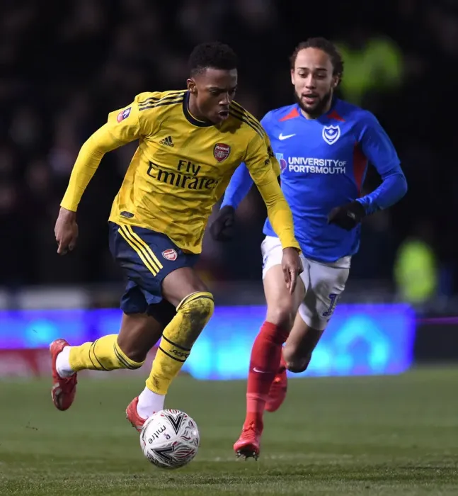 Framed Print : Arsenal's Joe Willock Shines: Arsenal Crush Portsmouth in FA Cup Battle
