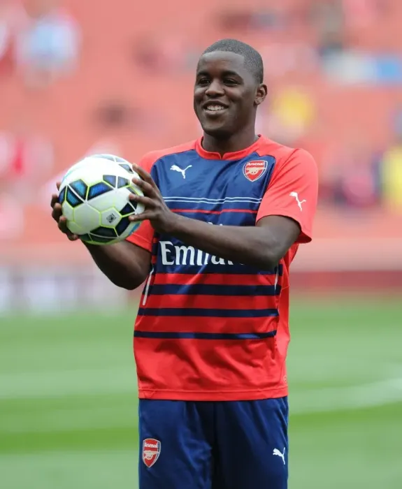 Framed Print : Arsenal's Joel Campbell Warming Up Ahead of Arsenal v Crystal Palace, Premier League 2014 / 15