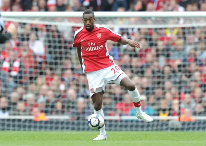 Framed Print : Arsenal's Johan Djourou Celebrates in 4-0 Victory Over Fulham, Barclays Premier League, Emirals Stadium