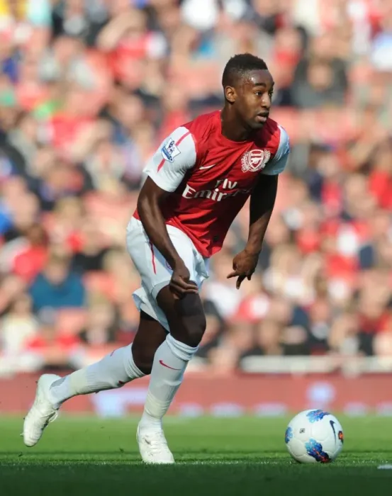 Framed Print : Arsenal's Johan Djourou Celebrates Goal Against Stoke City in Premier League Match, 3-1 Win at Emirates Stadium (2011)