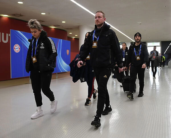 Arsenal's Jonas Eidevall and Laura Wienroither Arrive for UEFA Women's Champions League Quarter-Final vs. Bayern Munich