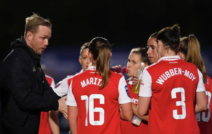 Framed Print : Arsenal's Jonas Eidevall Leads Team Against Leicester City in FA WSL Clash Framed Print : Arsenal's Jonas Eidevall Leads Team Against Leicester City in FA WSL Clash