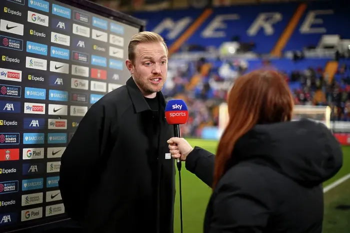Framed Print : Arsenal's Jonas Eidevall Pre-Match Press Conference Ahead of Liverpool vs Arsenal (BWL 2023-24)