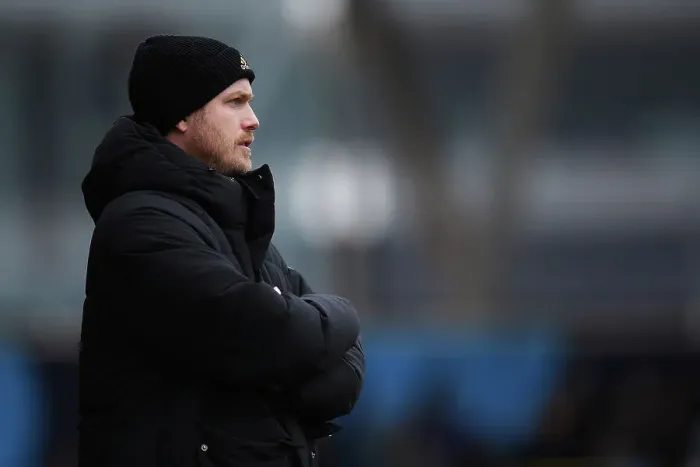 Framed Print : Arsenal's Jonas Eidevall Watches Manchester City vs Arsenal in FA Women's Super League Framed Print : Arsenal's Jonas Eidevall Watches Manchester City vs Arsenal in FA Women's Super League