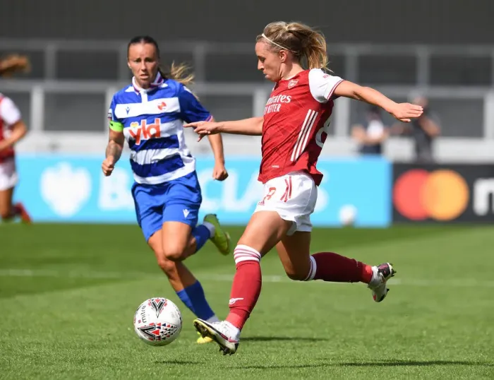 Framed Print : Arsenal's Jordan Nobbs in Action against Reading Women in FA WSL Match Framed Print : Arsenal's Jordan Nobbs in Action against Reading Women in FA WSL Match