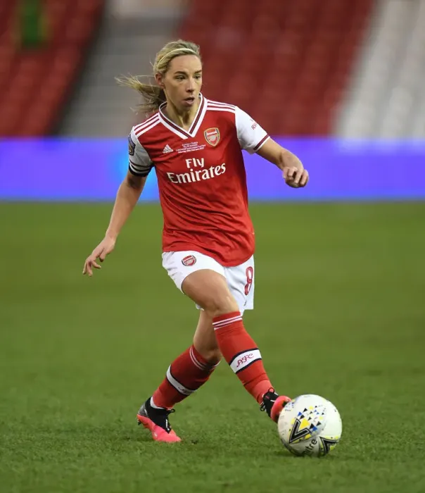 Framed Print : Arsenal's Jordan Nobbs Faces Off Against Chelsea in FA Womens Continental League Cup Final
