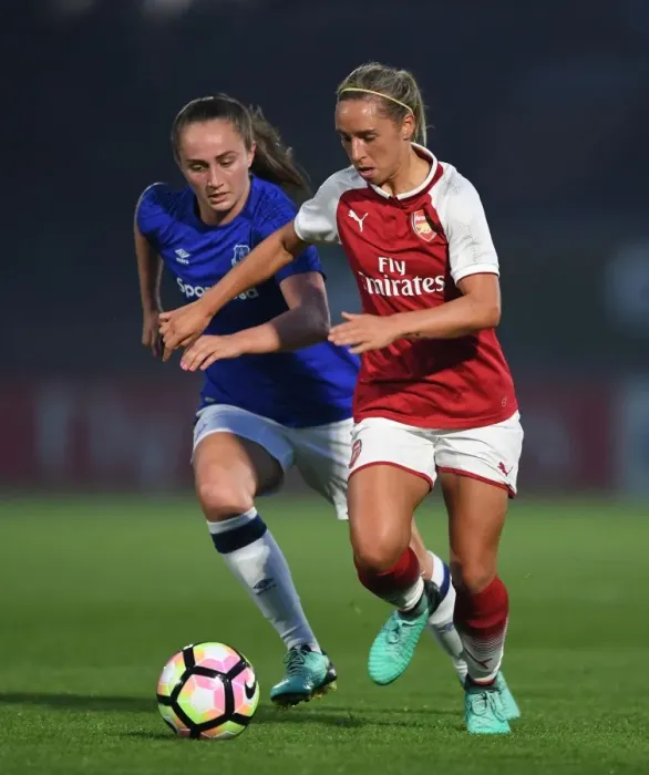 Framed Print : Arsenal's Jordan Nobbs Faces Off Against Everton's Megan Finnigan in Pre-Season Friendly Framed Print : Arsenal's Jordan Nobbs Faces Off Against Everton's Megan Finnigan in Pre-Season Friendly