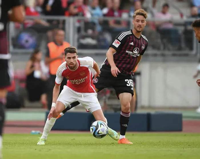 Framed Print : Arsenal's Jorginho: Brilliant Performance in Pre-Season Victory Over FC Nurnberg, 2023