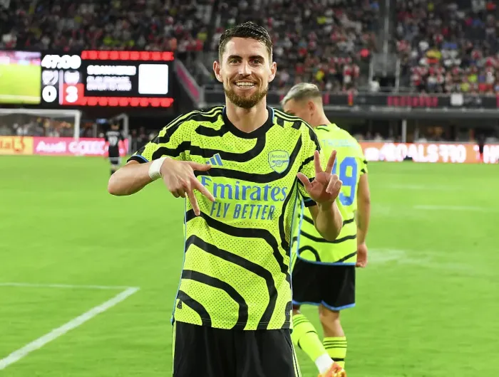 Framed Print : Arsenal's Jorginho Scores Hat-Trick: Arsenal FC Defeats MLS All-Stars in 2023