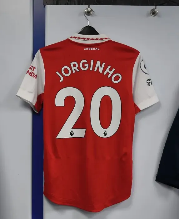 Framed Print : Arsenal's Jorginho Shirt in Everton's Changing Room - Everton vs Arsenal, Premier League 2022-23