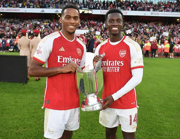 Arsenal's Jurrien Timber and Eddie Nketiah Lift the Emirates Cup: Arsenal FC 1-0 AS Monaco (2023-24)