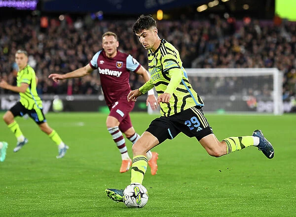 Arsenal's Kai Havertz in Action against West Ham United in Carabao Cup Fourth Round, 2023-24